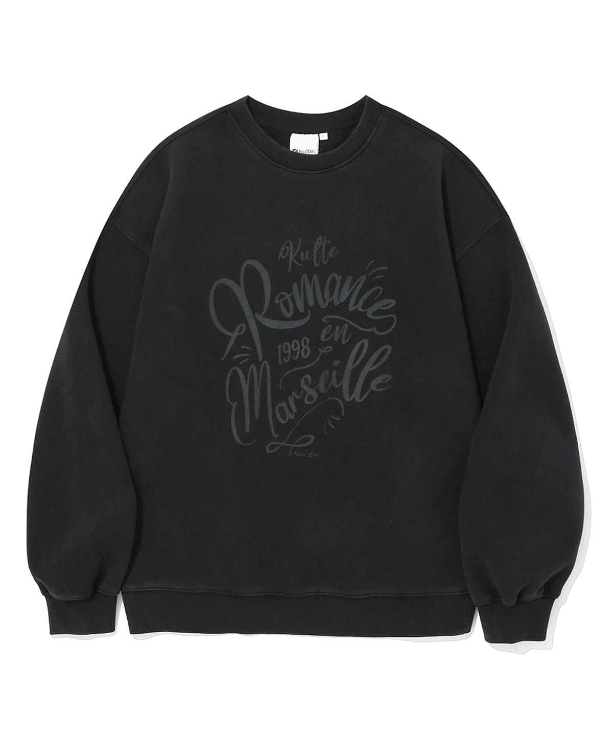 쿨트(KULTE) ROMANCE GRAPHIC PIGMENT CREWNECK_BLACK