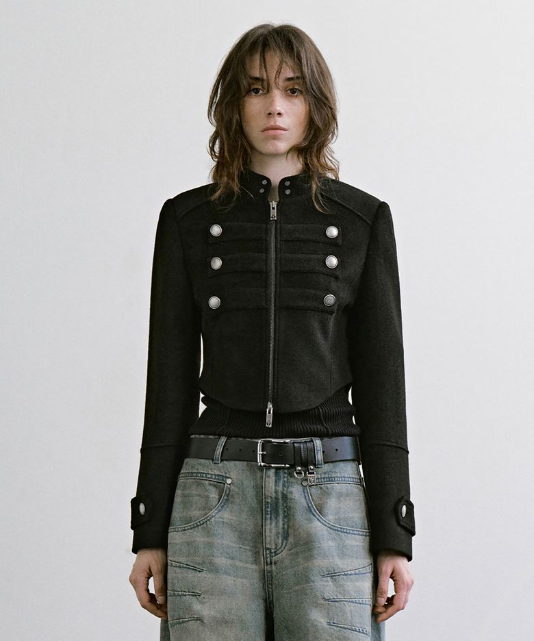 Crop Band Jacket [ Black ]