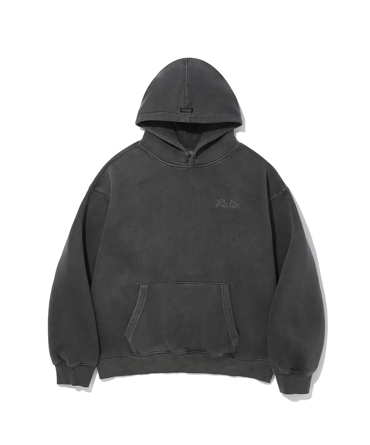 쿨트(KULTE) KULTE LOGO EMB PIGMENT HOODIE_CHARCOAL