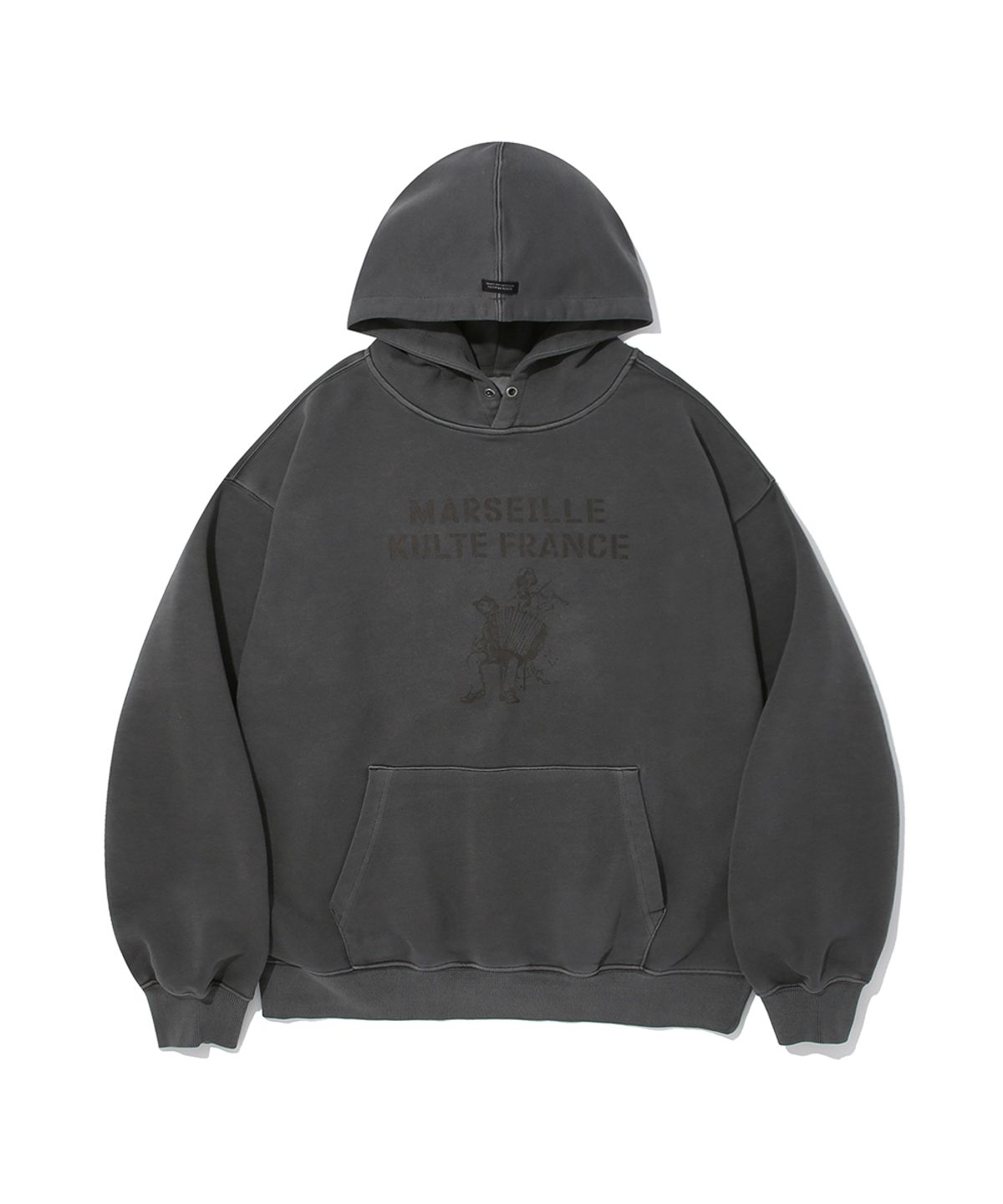 쿨트(KULTE) PIGMENT ART GRAPHIC TERRY HOODIE_CHARCOAL