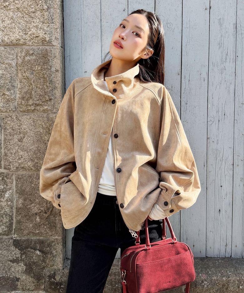 SIOT4213 스웨이드 하이넥 블루종_Beige