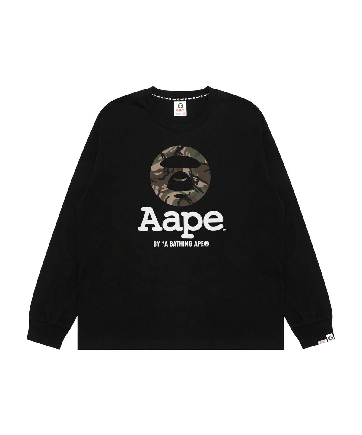 에이프(AAPE) AAPEUNVS Moonface 롱슬리브 티셔츠 블랙 / AAPLTM1972XXRBKX