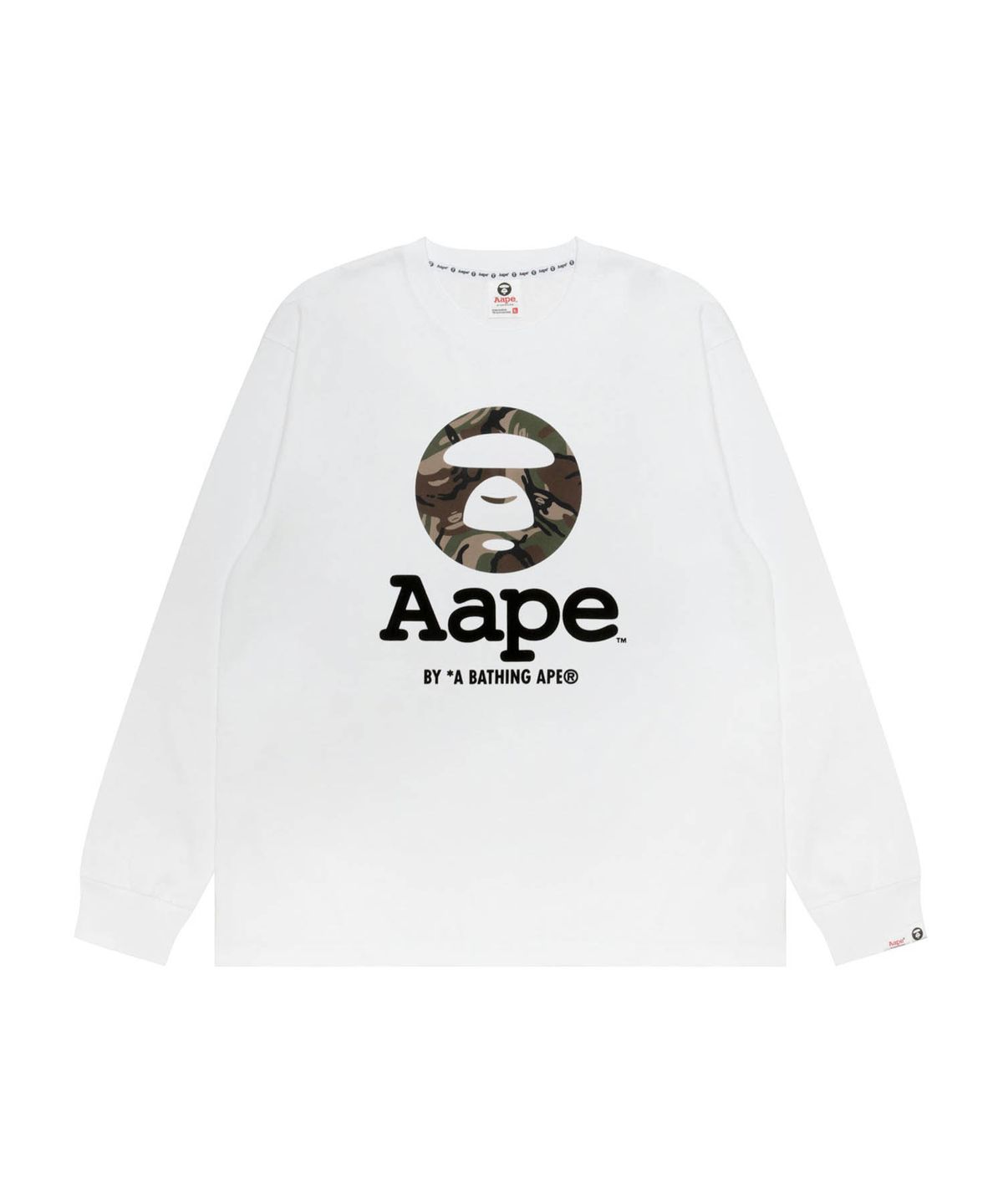 에이프(AAPE) AAPEUNVS Moonface 롱슬리브 티셔츠 화이트 / AAPLTM1972XXRWHX
