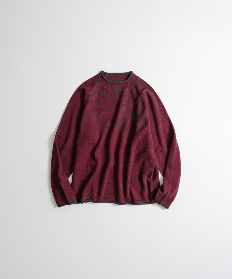DRY WOOL ROLL NECK L/S KNIT red/charcoal