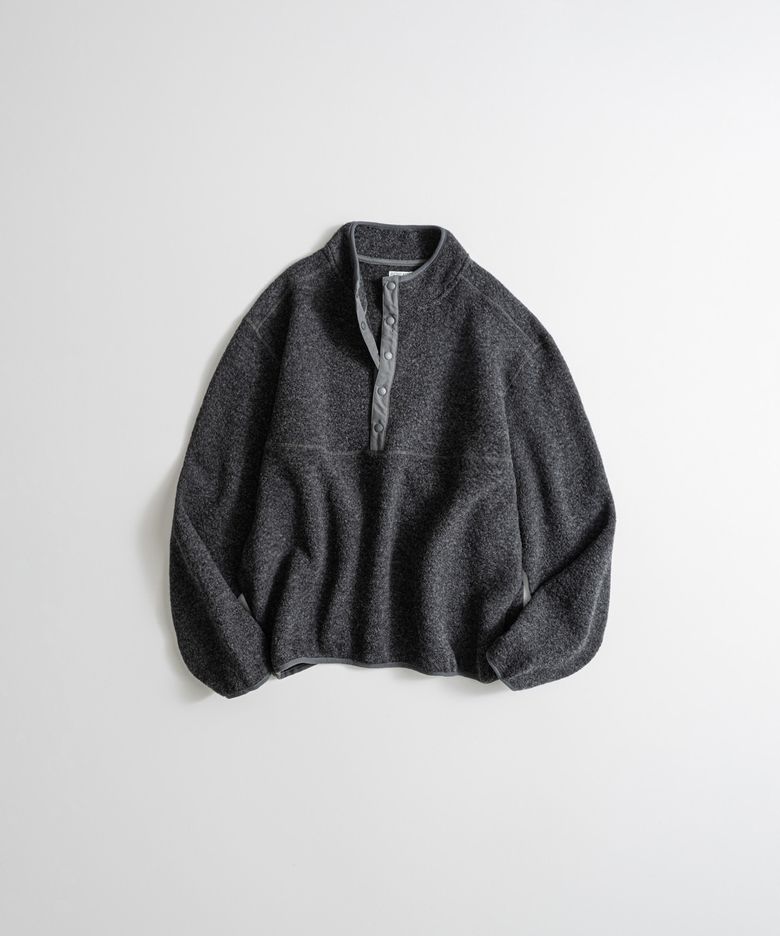 WOOL PILE SNAP PULLOVER charcoal