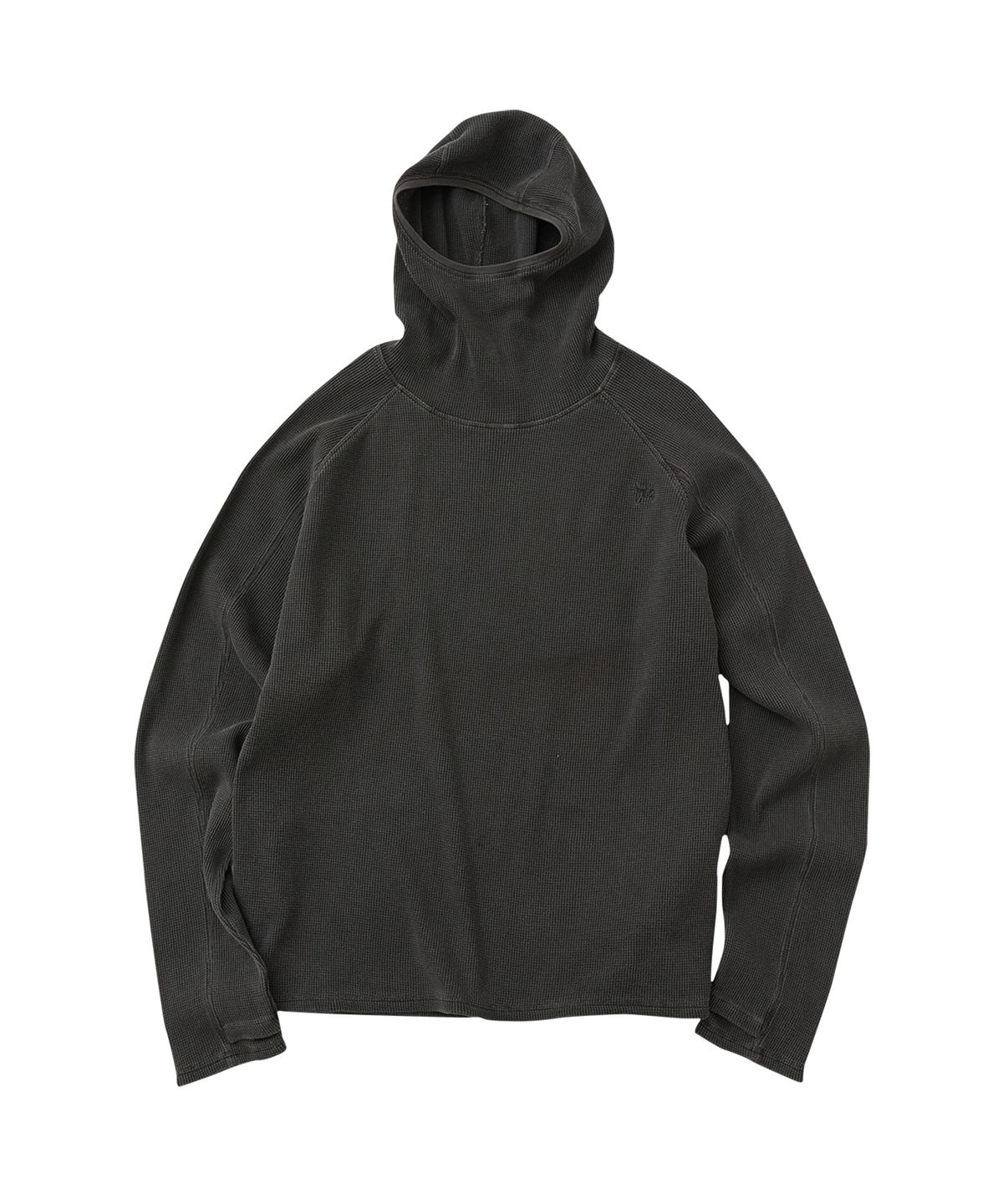더블유엠씨(WMC) 워시드 와플 후디드 롱슬리브_CHARCOAL GREY