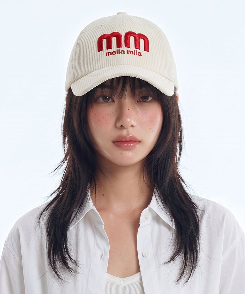 멜라밀라 코듀로이 더블엠 자수 볼캡 (4colors)