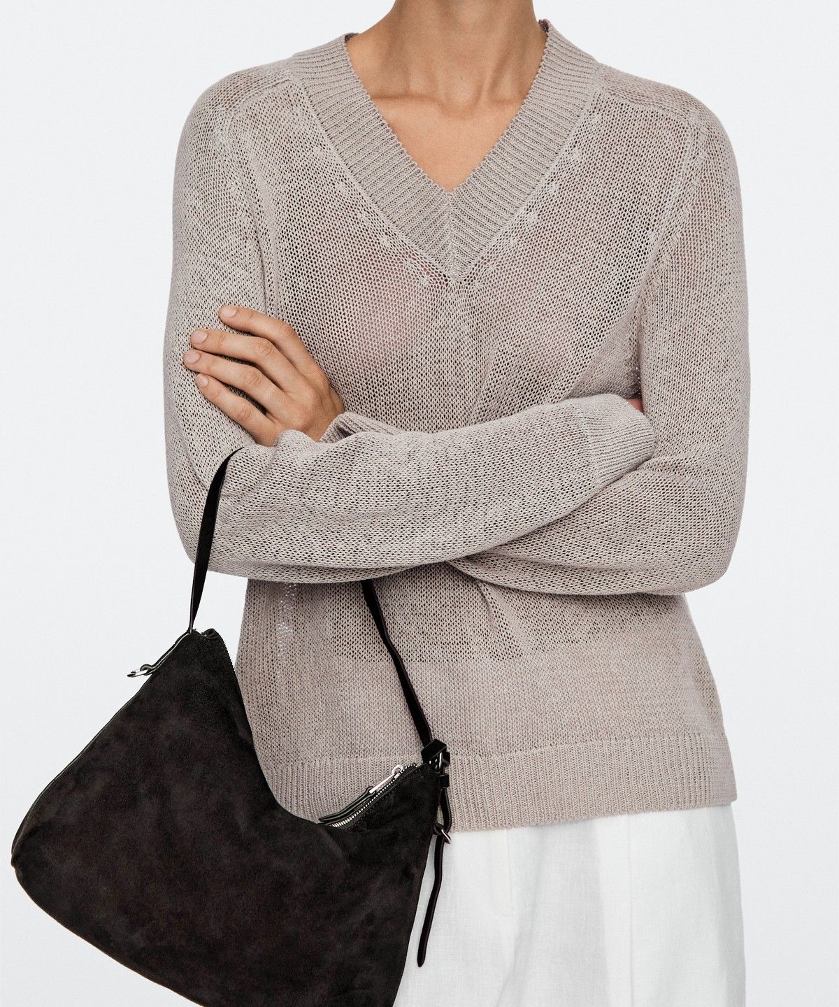 마시모두띠(MASSIMO DUTTI) 미디엄 스플릿 스웨이드 숄더백