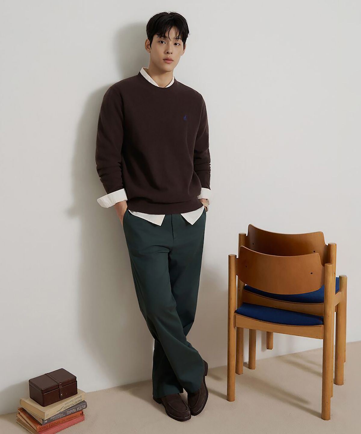빈폴 멘(BEANPOLE MEN) [Essential] 울 라운드 니트  브라운