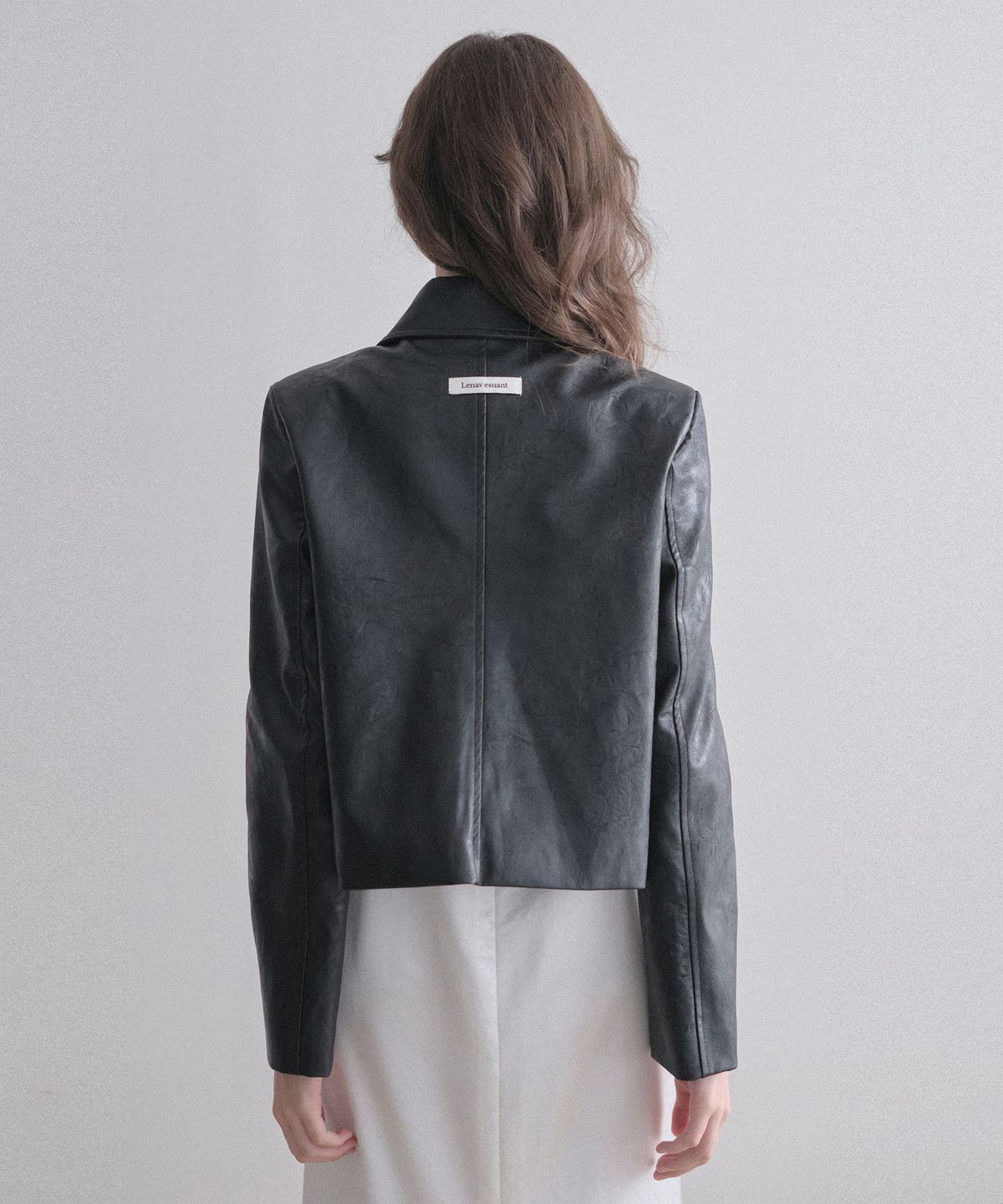 르나브(LENAV) esu crop leather Jacket (black)