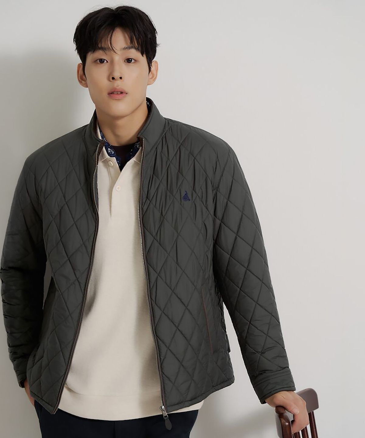 빈폴 멘(BEANPOLE MEN) [Essential] 다이아퀼팅 하이넥 점퍼  카키