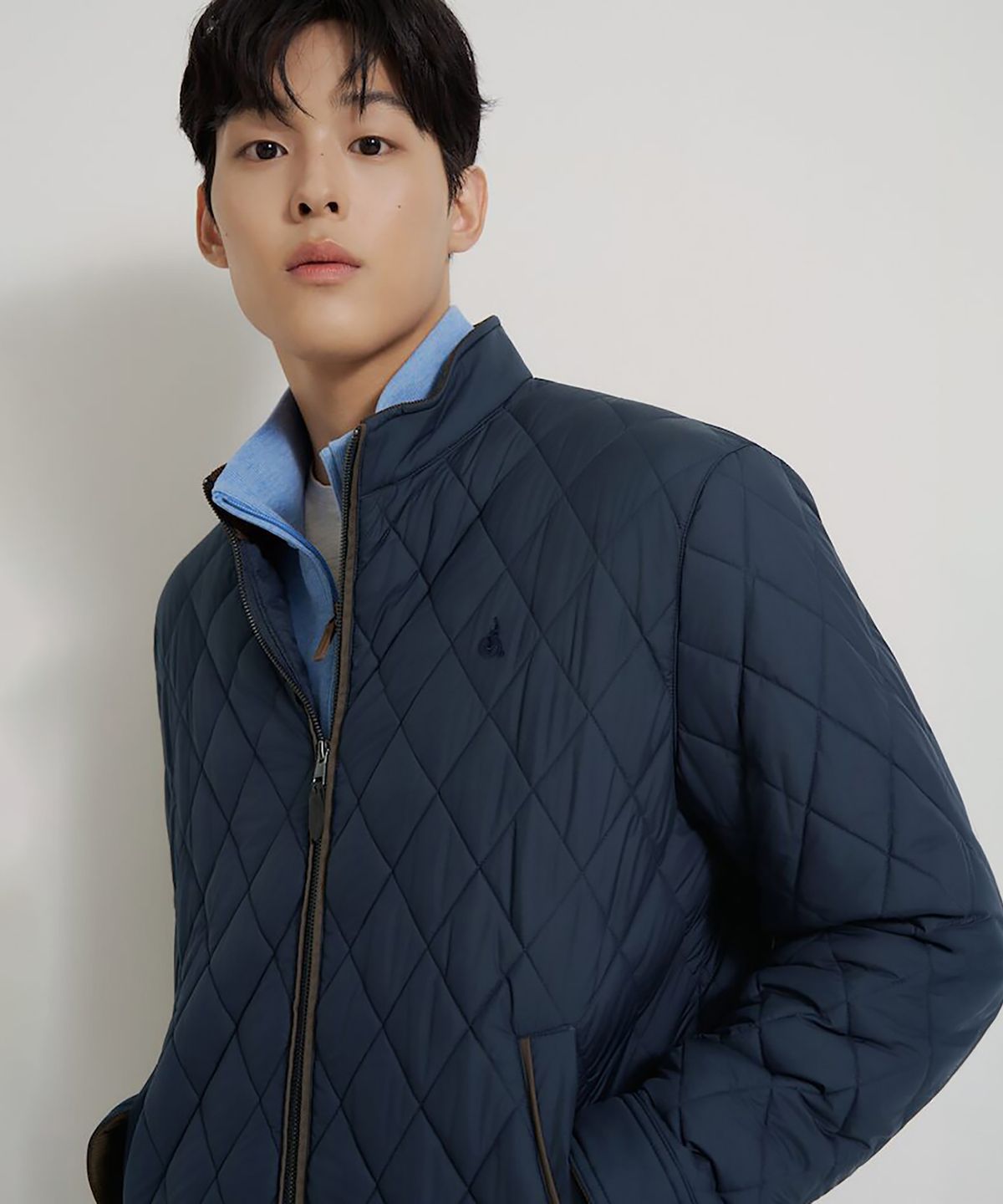 빈폴 멘(BEANPOLE MEN) [Essential] 다이아퀼팅 하이넥 점퍼  네이비