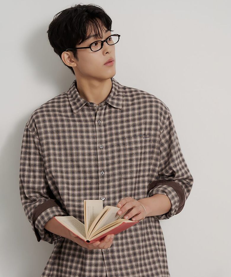 브러쉬드 스몰 옴브레 체크 셔츠  베이지