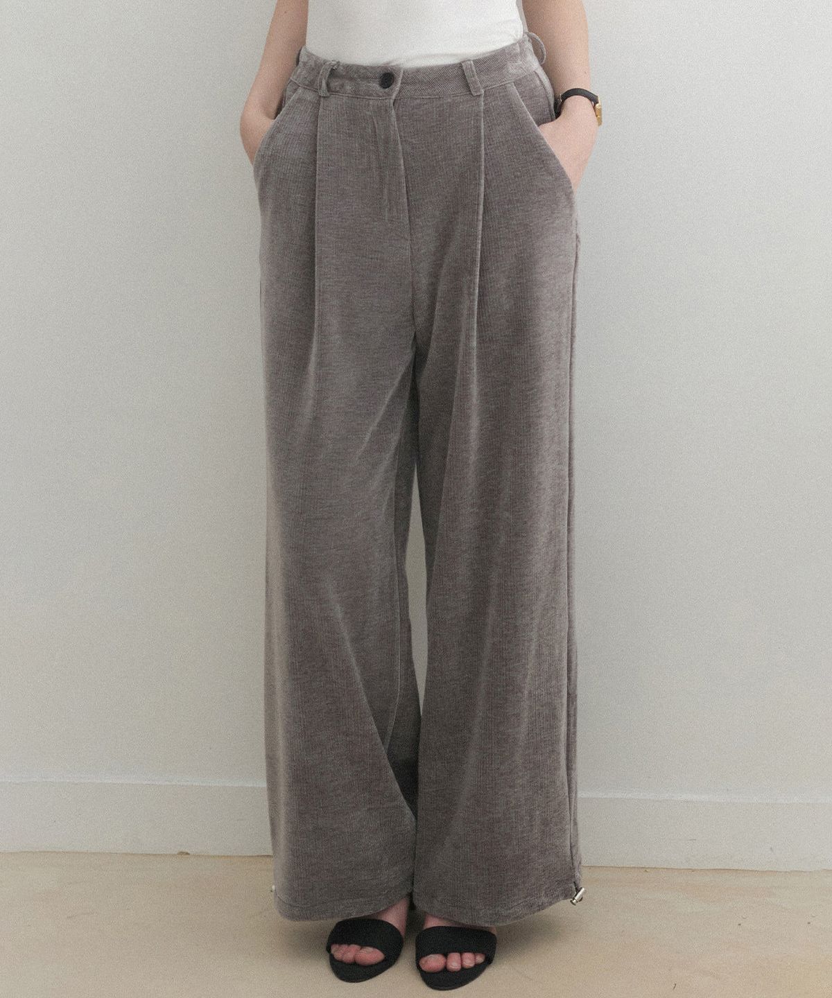 르나브(LENAV) Les corduroy string pants (grey)
