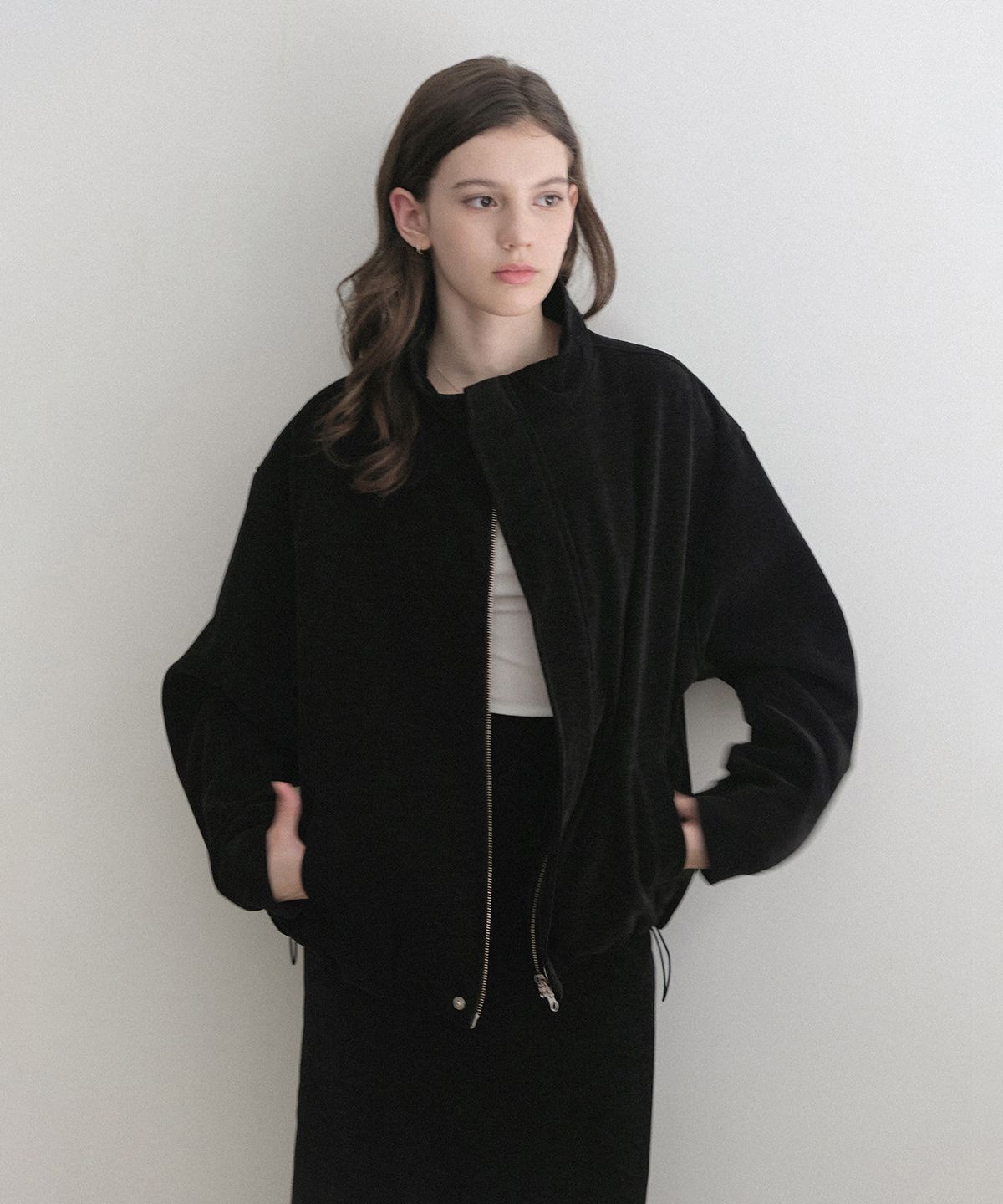 르나브(LENAV) Les corduroy half neck Jacket (black)
