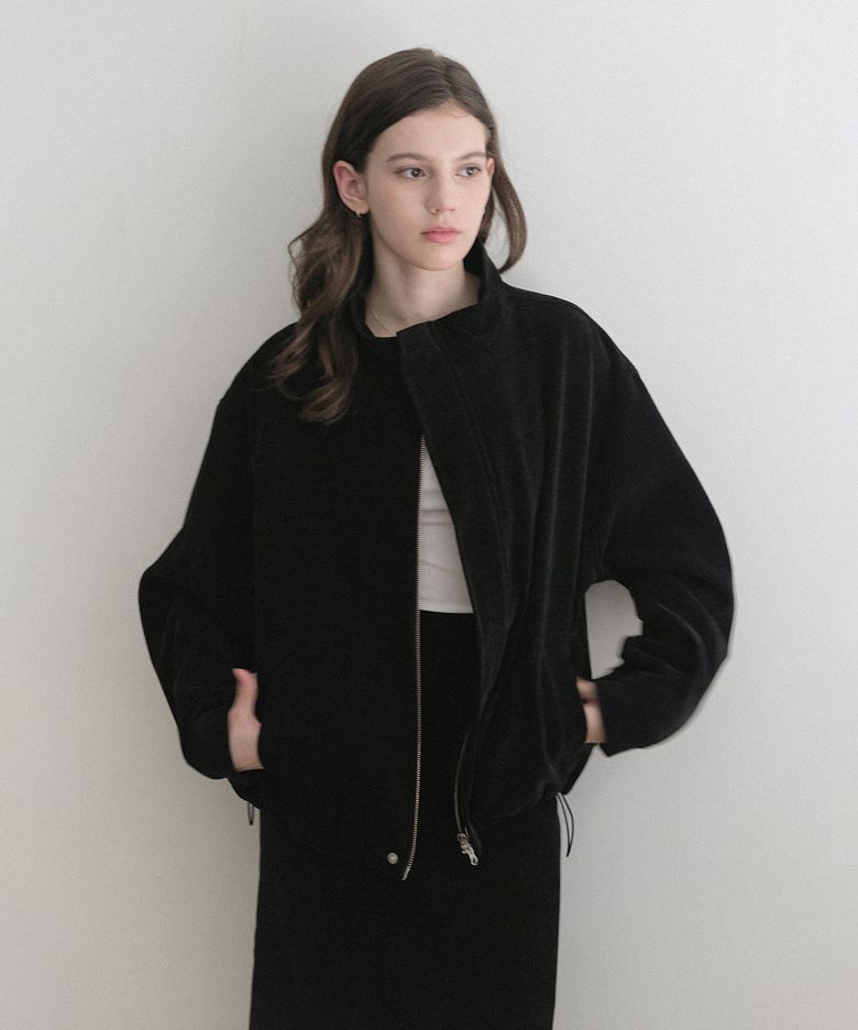 Les corduroy half neck Jacket (black)
