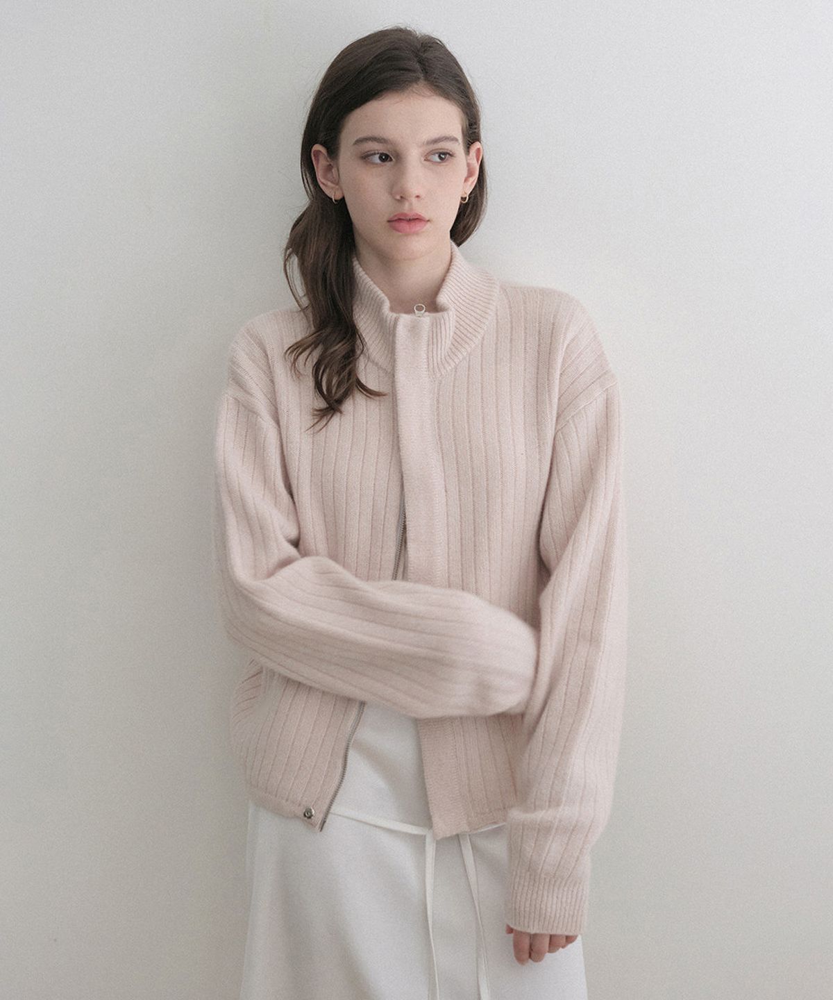 르나브(LENAV) rainy cashmere half neck zip-up (pink)