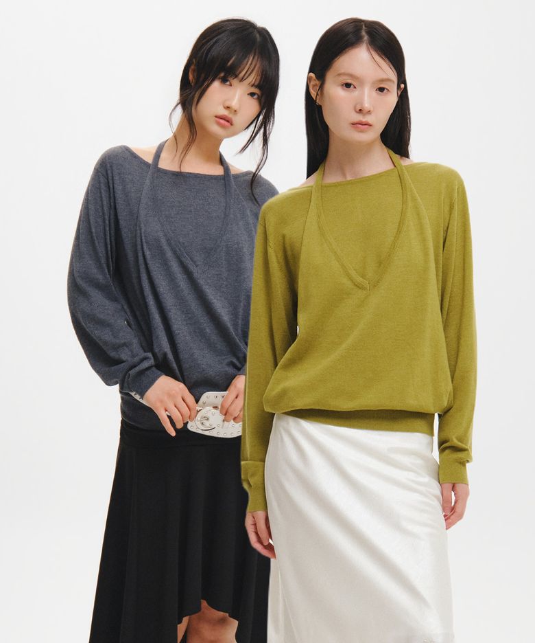 WOMAN 릴렉스드 홀터 레이어드 풀오버 [3COL] / GF3LKP501