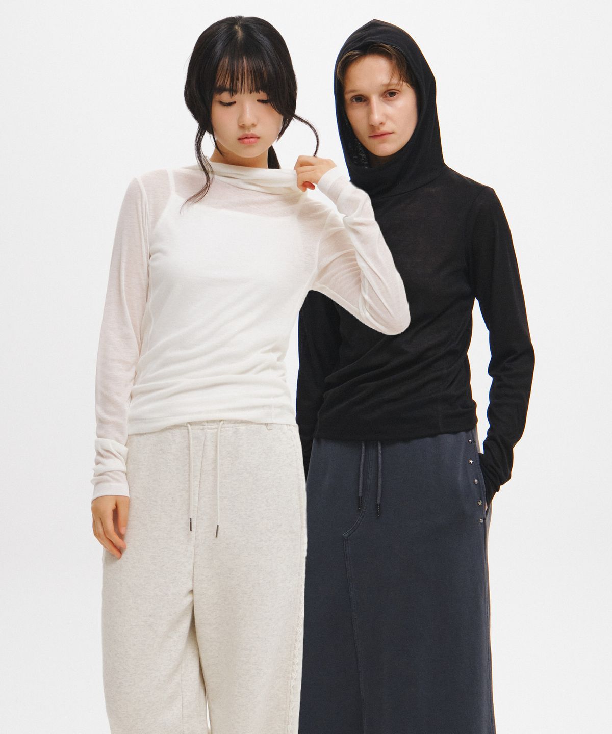 제너럴아이디어(GENERALIDEA) WOMAN 시스루 후디 티셔츠 [3COL] / GF3LTS508