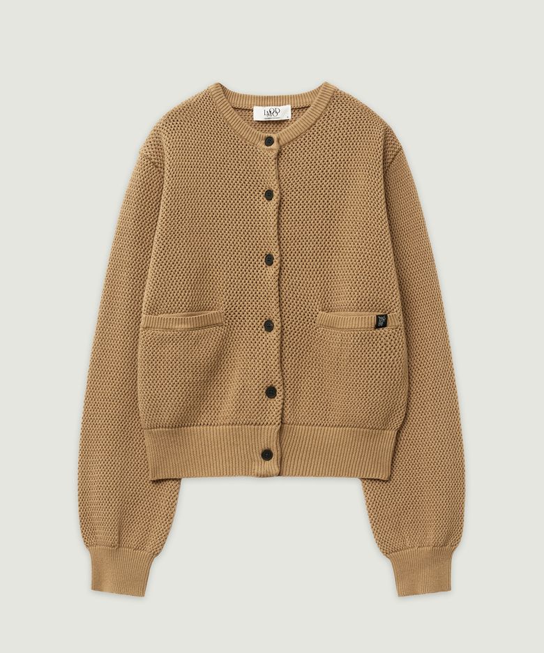 BRETON Cotton Round Cardigan Camel