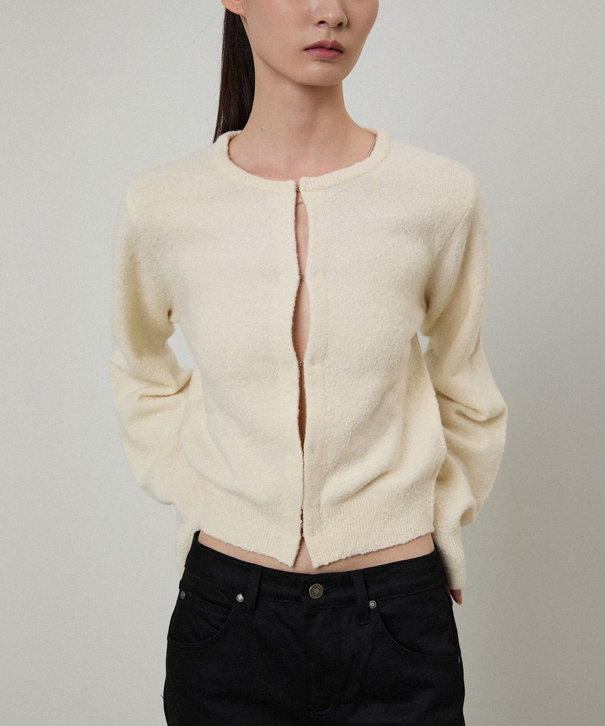엘무드 우먼(LMOOD WOMEN) MICRO Boucle Wool Cardigan Ivory