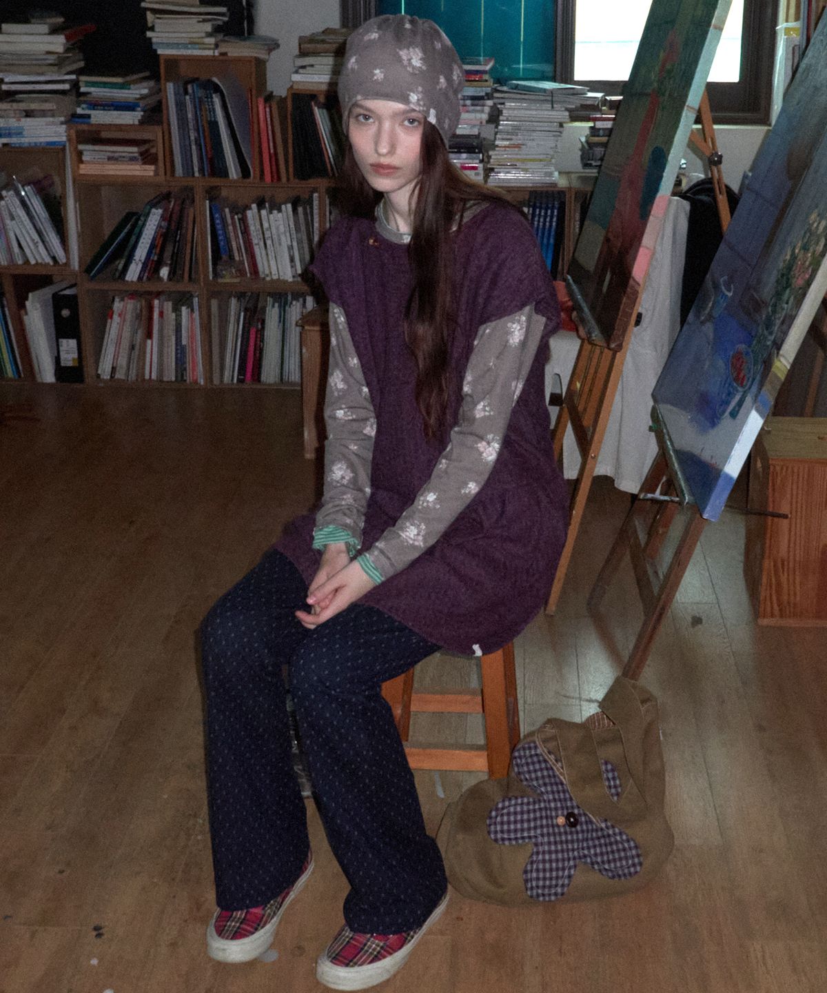 메종크렘(MAISON CREME) Cozy frill knit dress_Purple