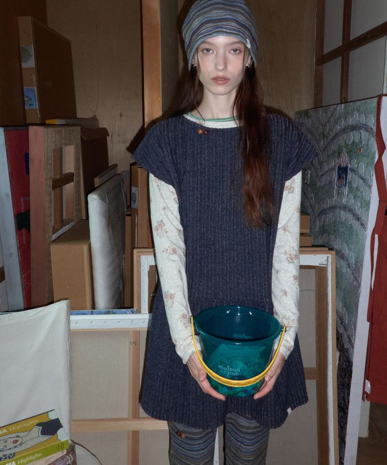 Cozy frill knit dress_Navy