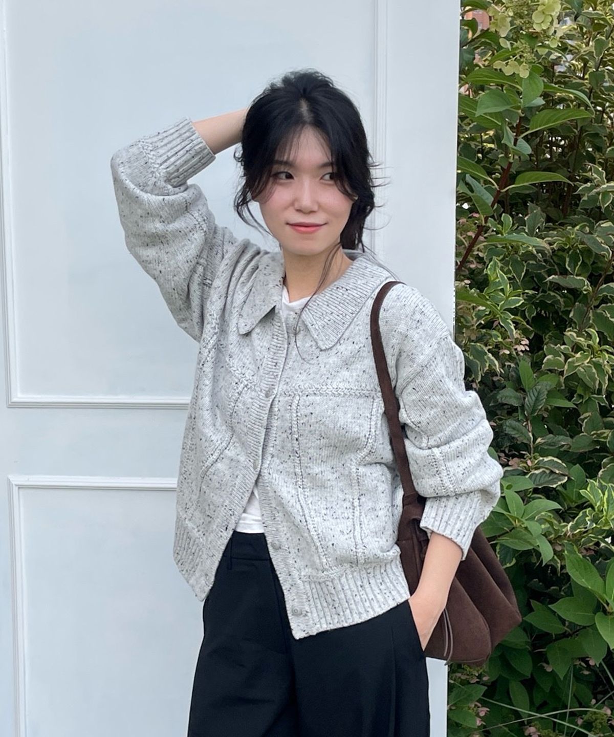 엘무드 우먼(LMOOD WOMEN) PRETTANEV Yarn Cardigan Jacket Cookies & Cream