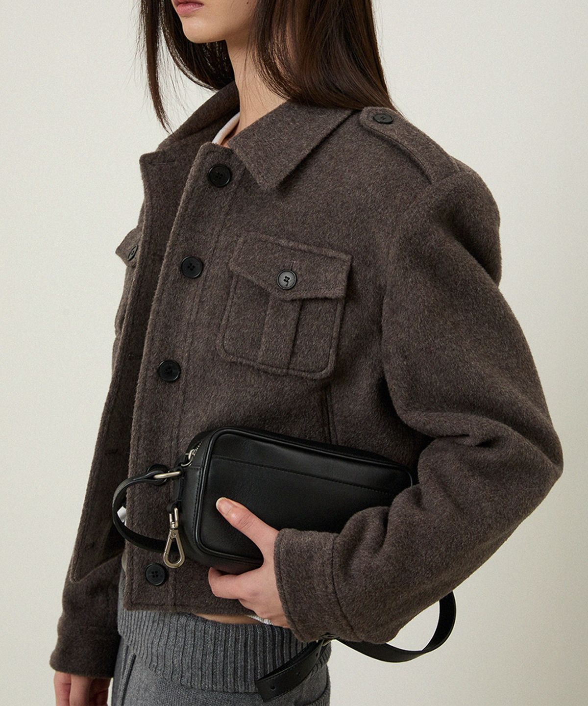 엘무드 우먼(LMOOD WOMEN) MILAN Wool Alpaca Trucker Jacket Rover Grey