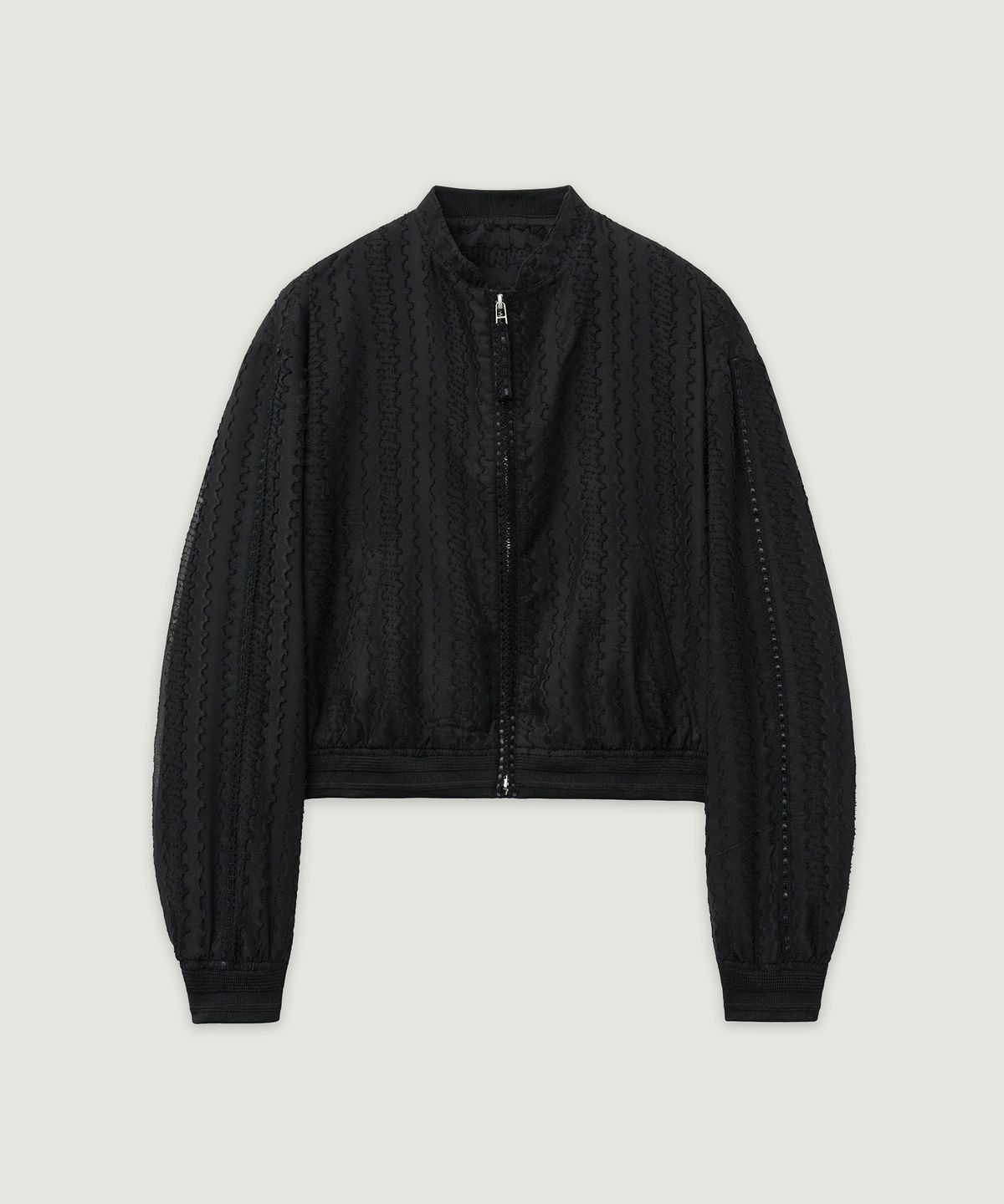 엘무드 우먼(LMOOD WOMEN) SHEER Chiffon Blouson Jumper Black