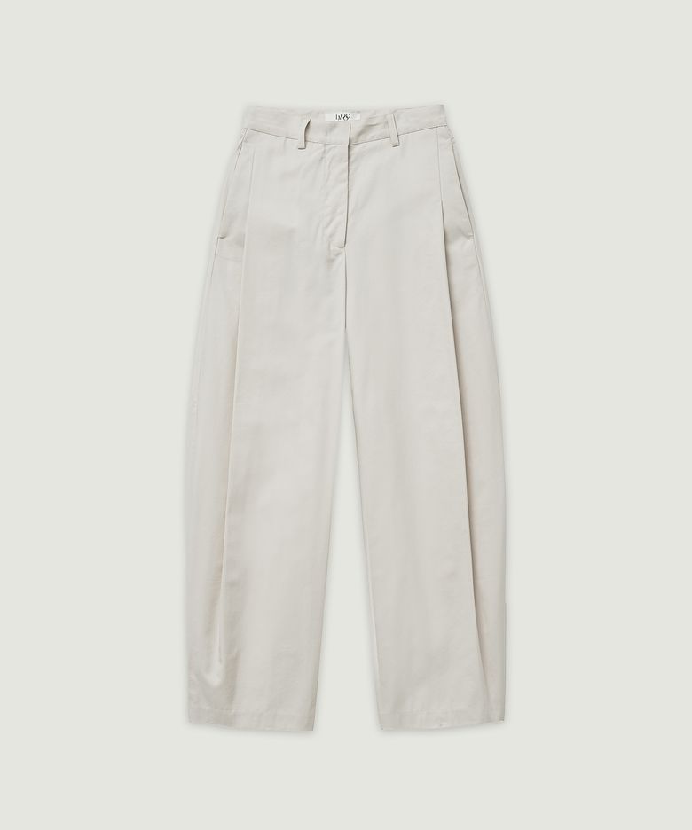 POT Curved Cotton Wide Pants Sea Salt