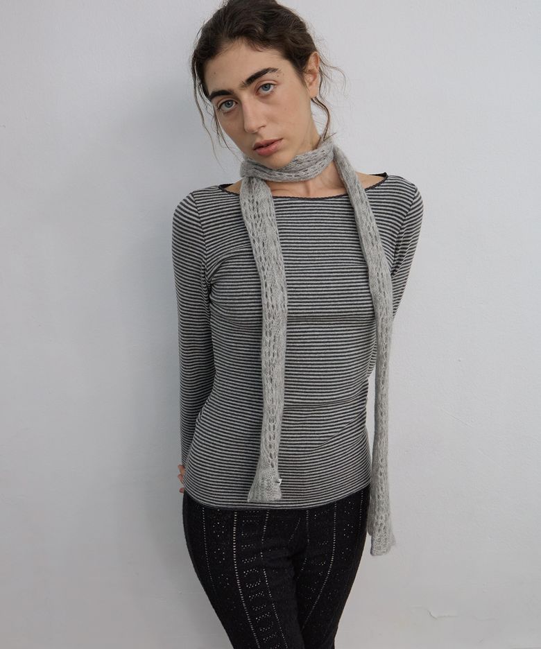 SERENE Wool Mohair Muffler Heather Grey