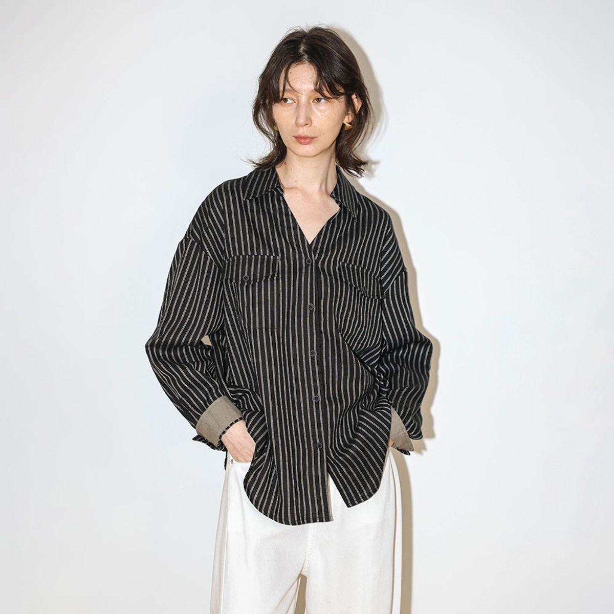 웬스데이딜라잇(WEDNESDAY DELIGHT) WD_Roll-up sleeve stripe shirt_2color