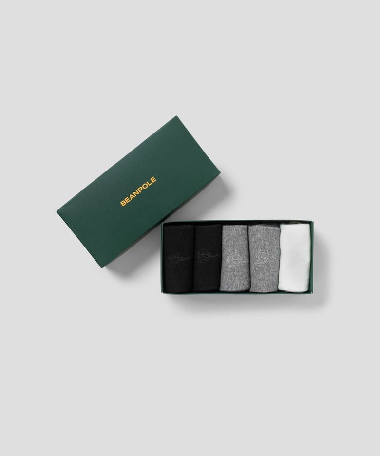 솔리드 중목 양말 5족 SET - 블랙
