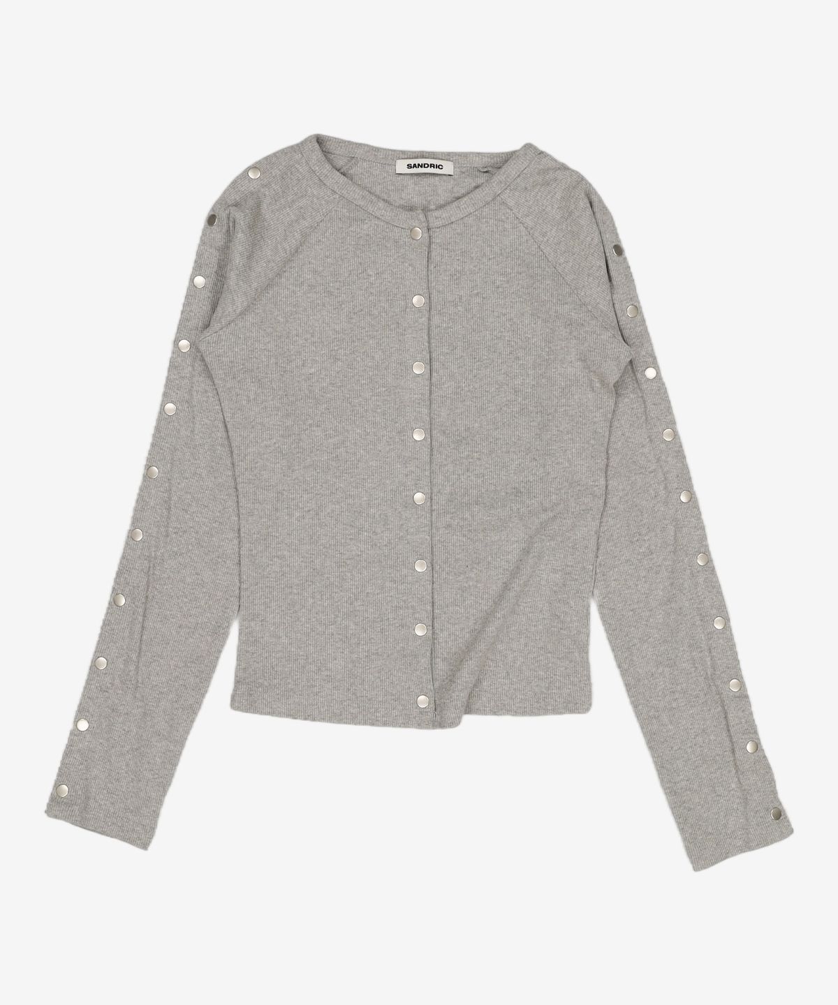 샌드릭(SANDRIC) Snap Ribbed Cardigan_Melange Grey ONE