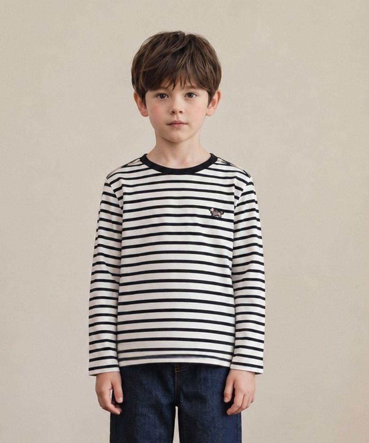 닥스키즈(DAKS KIDS) 스트라이프 라운드 티셔츠 (블랙) DVTS6C605M_BK