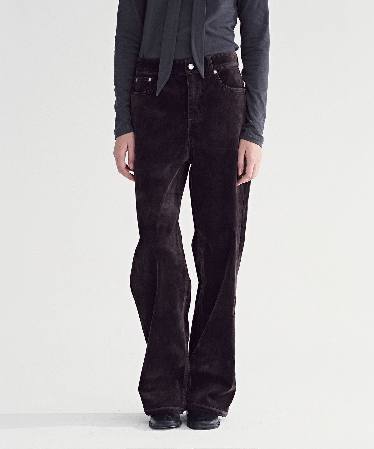 솔티페블(SALTY PEBBLE) VELVET WIDE LEG PANTS [PURPLE]