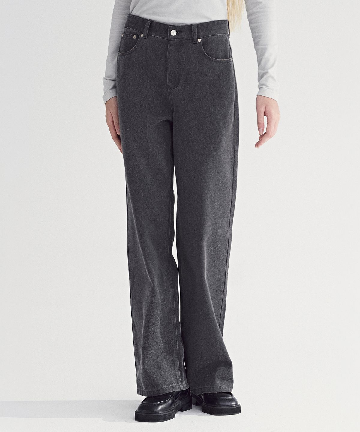 솔티페블(SALTY PEBBLE) WASHED COTTON PANTS [CHARCOAL]