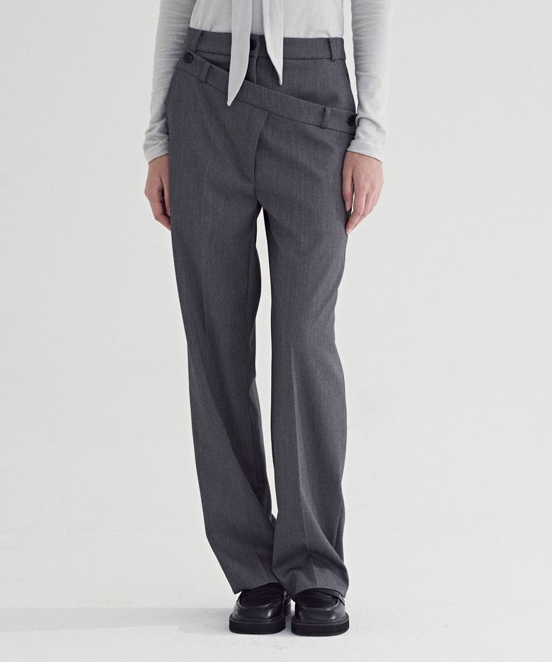 DOUBLE WAIST TROUSERS [GREY]