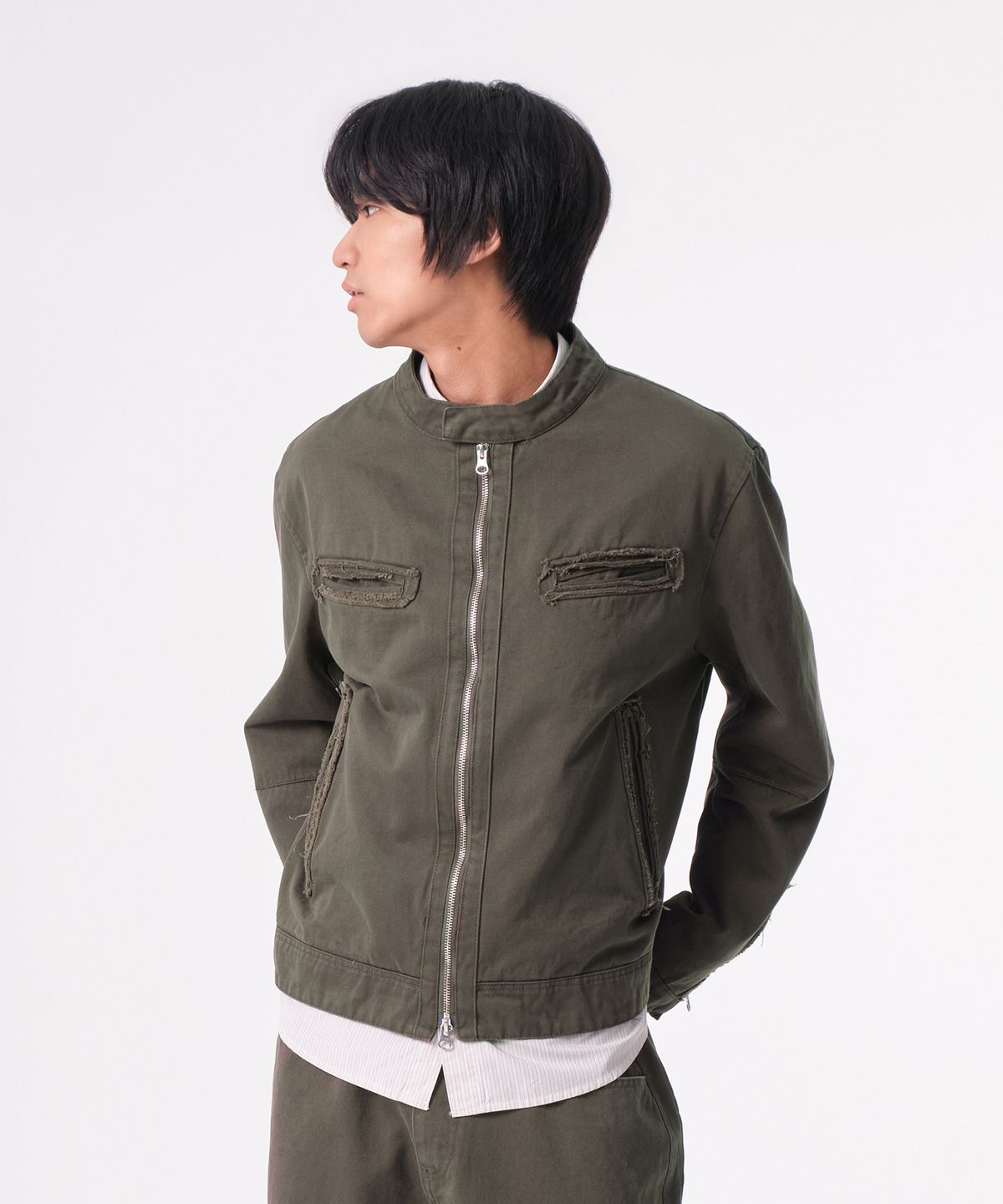 다이브인(DIVEIN) LOOSED DESTROYED COTTON JACKET (KHAKI)