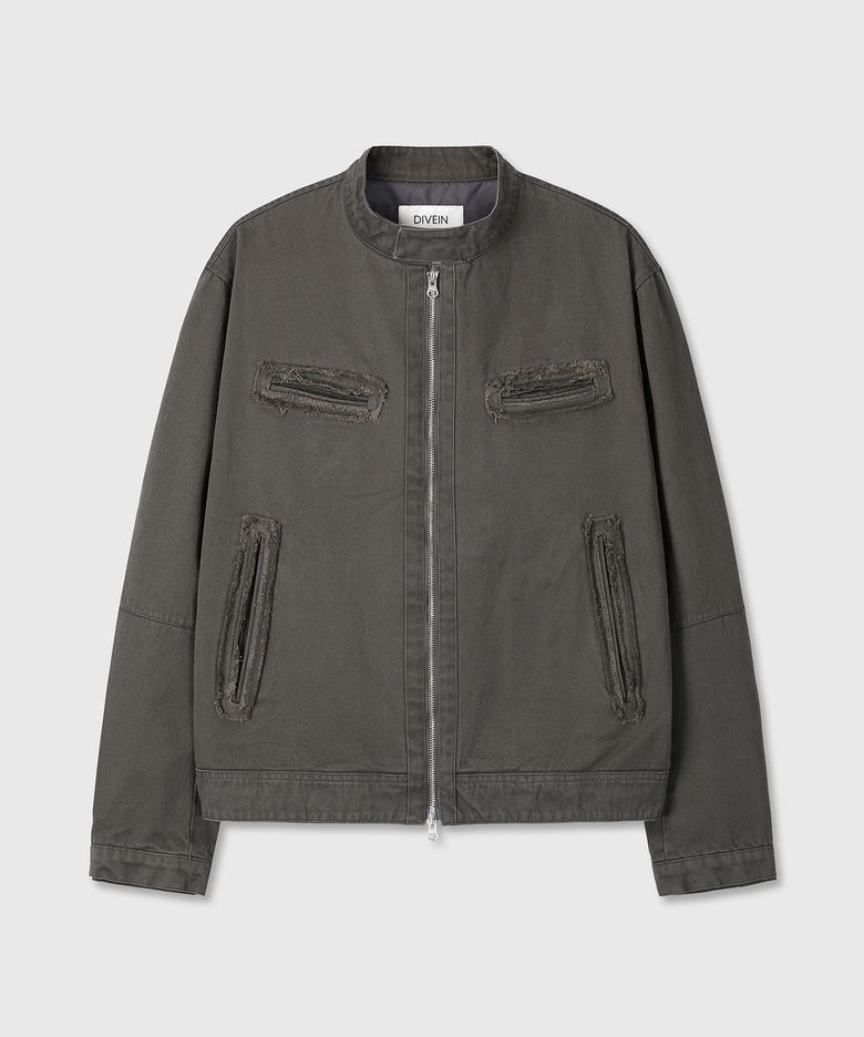 LOOSED DESTROYED COTTON JACKET (KHAKI)