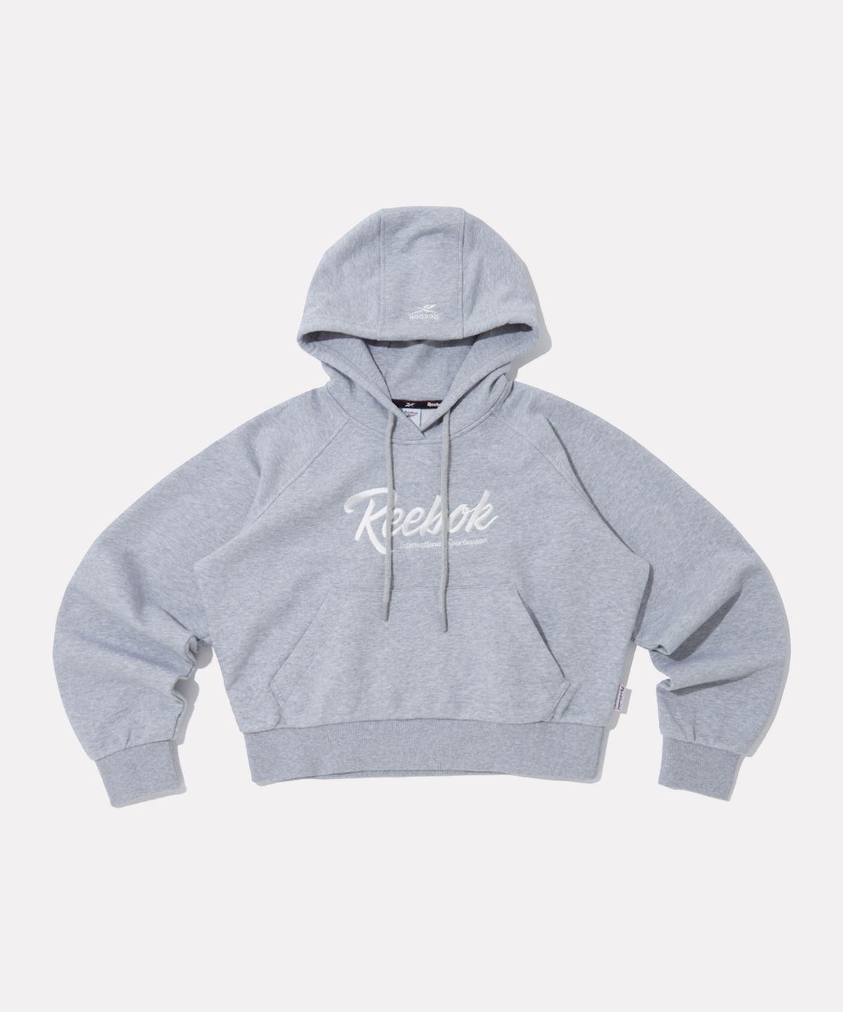 리복(REEBOK) 세미 크롭 후디 (W) - 멜란지 그레이