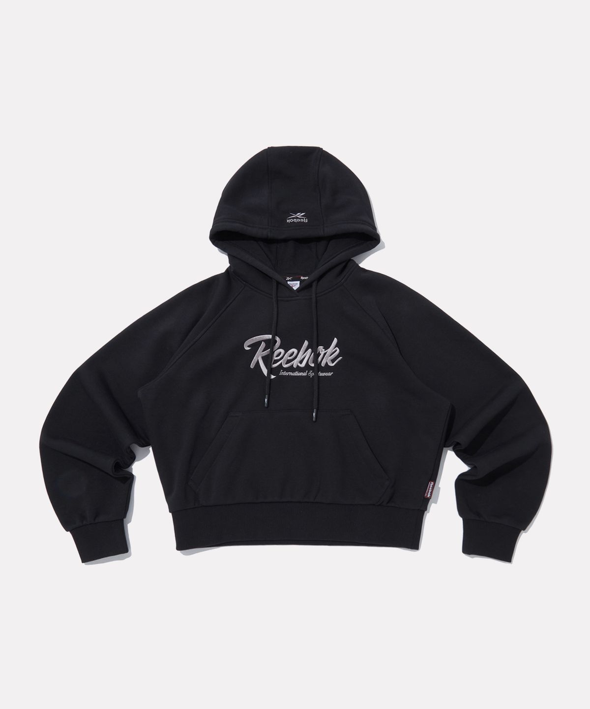 리복(REEBOK) 세미 크롭 후디 (W) - 블랙