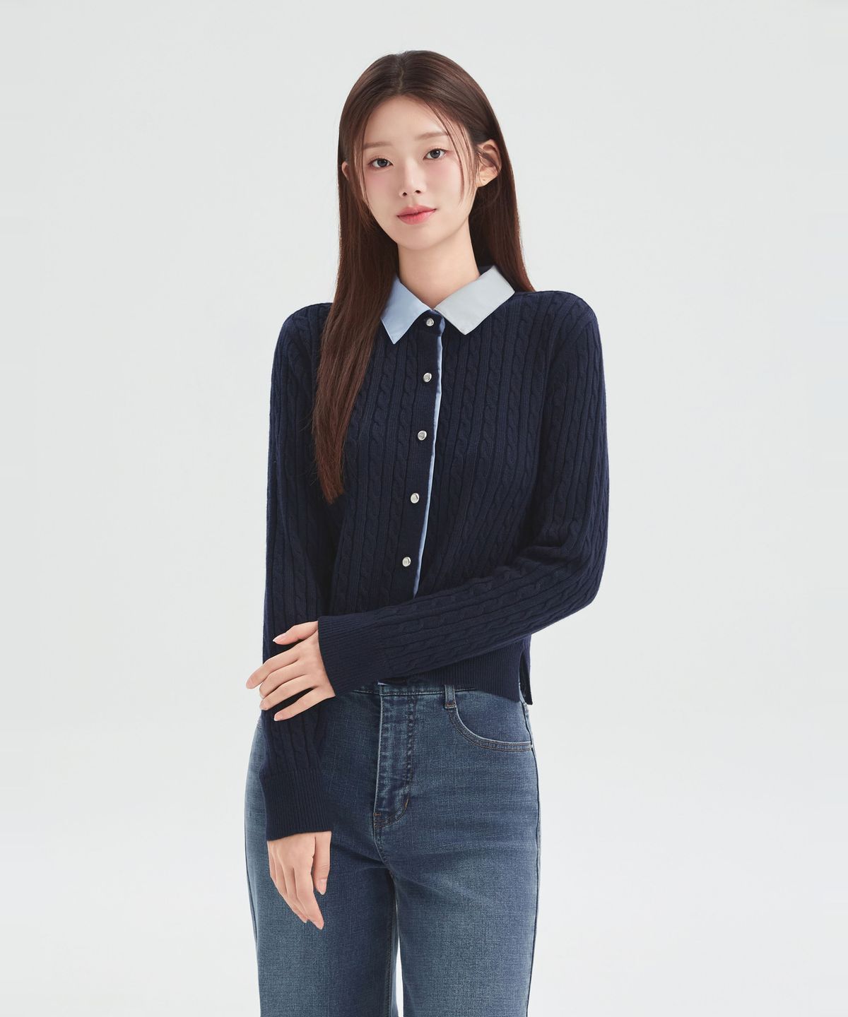 로엠(ROEM) 우븐매칭 케이블 가디건 RMCKG4TR13