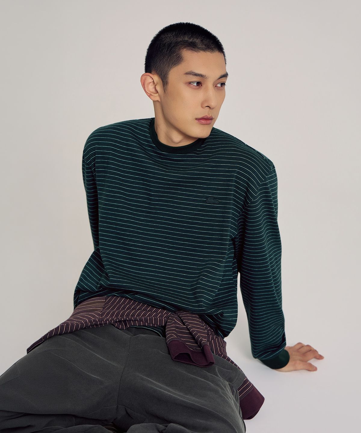 라코스테(LACOSTE) 남성 멀티 스트라이프 긴팔 티셔츠 TH467E-56N YZP