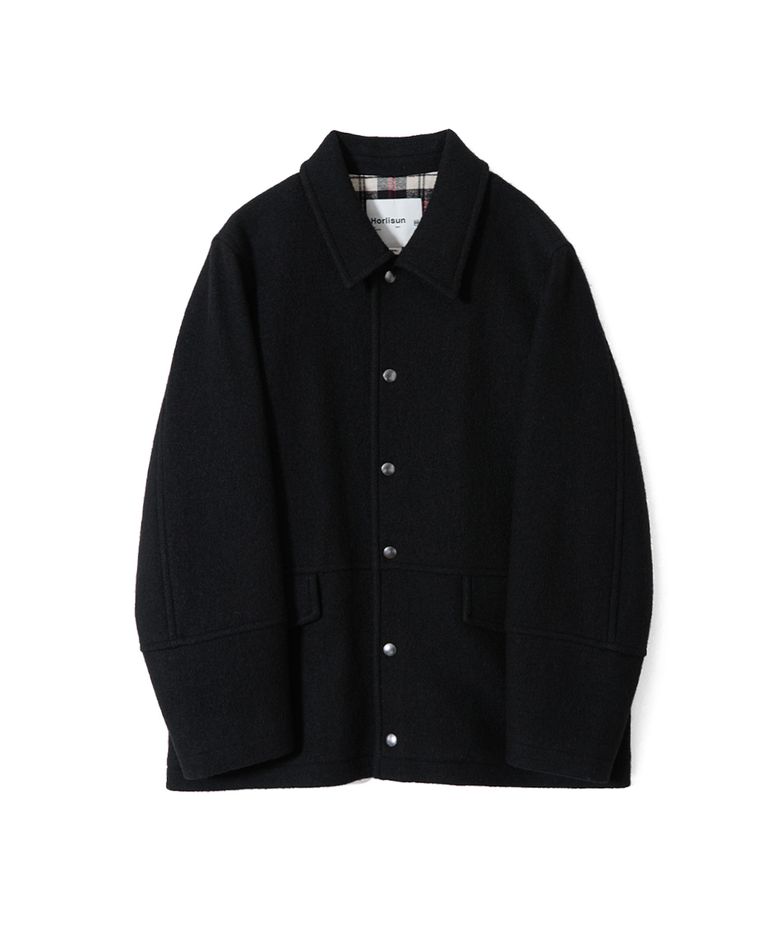 Idaho Snap Button Wool Half Coat Black