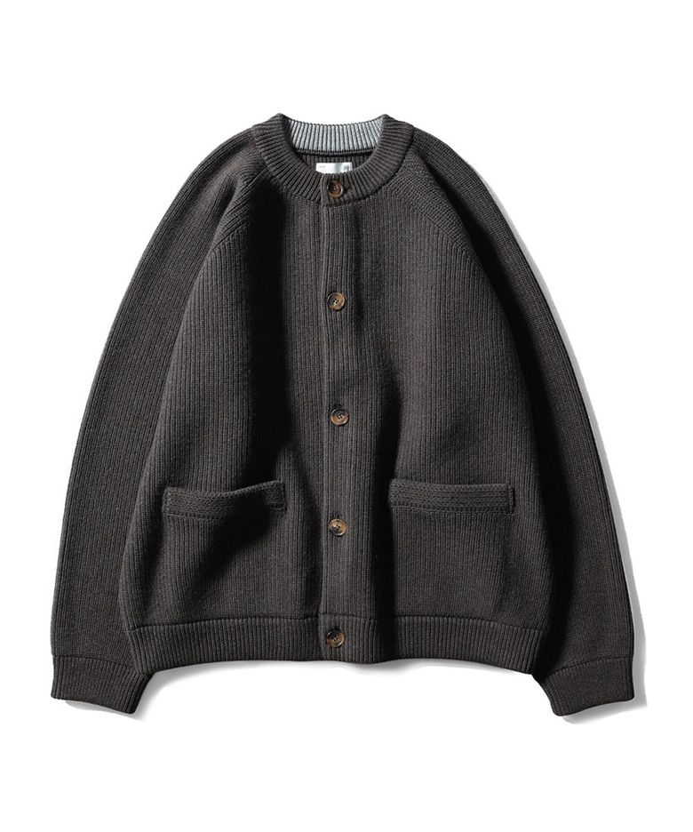 Annette Wool Heavy Rib Knit Cardigan Spain Olive