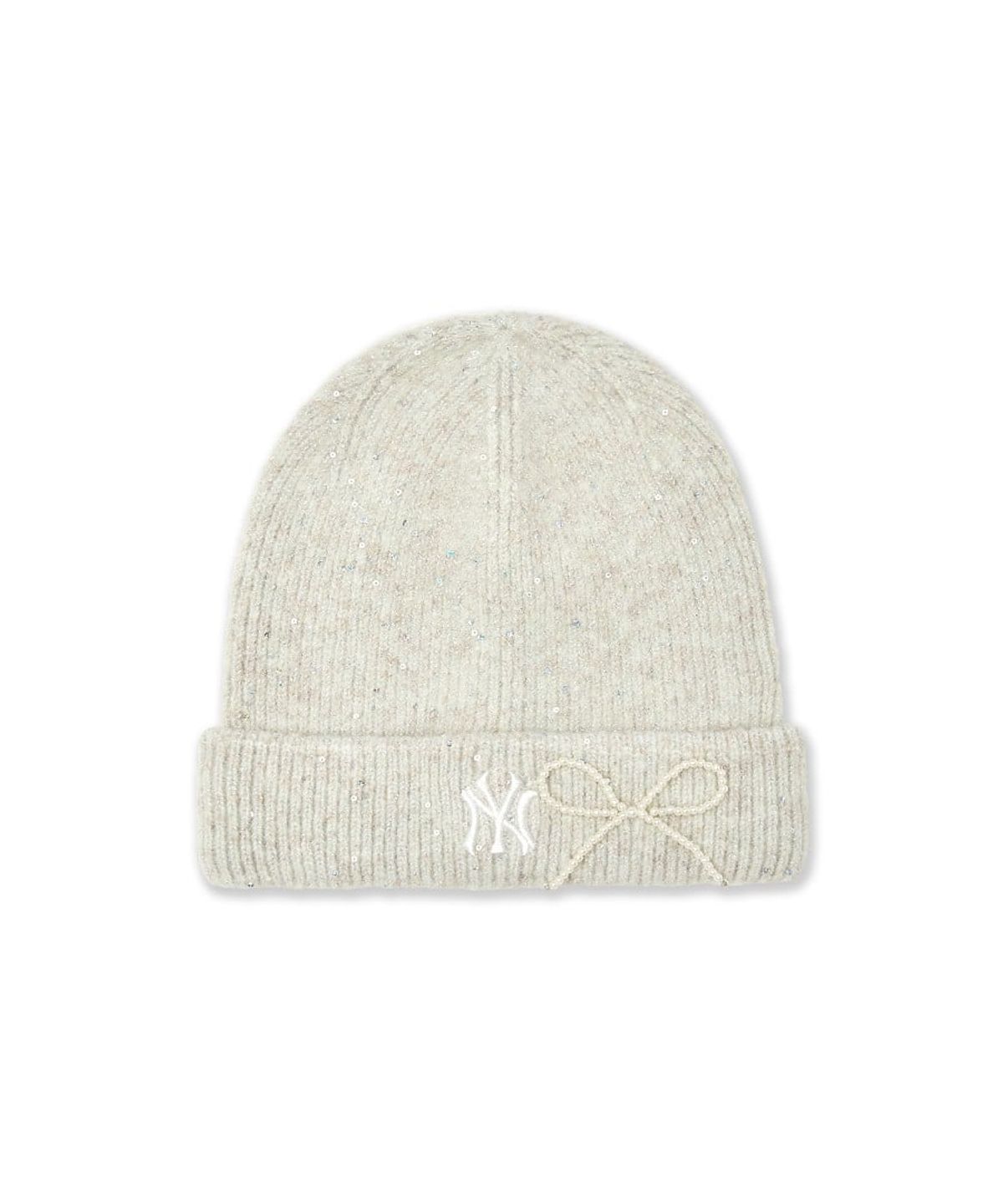 엠엘비 키즈(MLB KIDS) 샤인 비즈 리본 비니 NY (Cream)