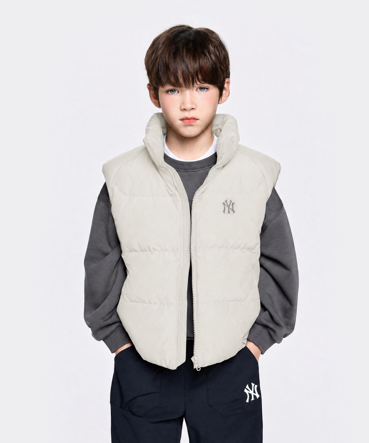 엠엘비 키즈(MLB KIDS) 스포티브 와펜 유로피안덕 다운베스트 NY (Ptn.Cream)