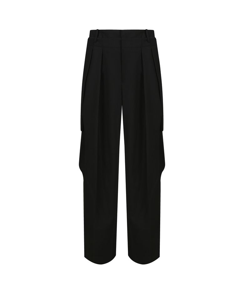 Divided Double Waist Wide Cargo Pants